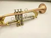 Högkvalitativ BB Tune Trumpet Brass Plated Lacked Gold Professional Musical Instrument Med Fodral Gratis Frakt