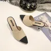 Molan varumärkesdesigner 2020 Summer Luxury Pearl Mix Color High Thin Heel Lady Pumps Leather Slip On Loafers Mules Flip Flops 35403011465