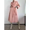 MAX 2022 new trendy brand Mara women's coat Autumn Bathrobe m Labbro Water Ripple Pink High-end Double-sided Cashmere Coat Women US SIZE