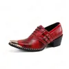 Классическая мода высокие каблуки мужские Оксфорд красные свадебные туфли для мужчин настоящая кожаная золотая стальная носята крокодиловая обувь