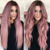 2021 style populaire nouveau style rose net perruque femme progressivement cheveux longs perruque européenne et américaine spot ventes directes d'usine