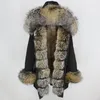 OFTBUY Impermeabile lungo Parka Giacca invernale Donna Cappotto di pelliccia reale Collo di pelliccia di volpe naturale Cappuccio spesso caldo Streetwear Staccabile Nuovo 201103