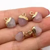 10x14mm Gold Edge Natural Crystal Heart Stone Charms Rose Quartz Pendants Trendy for Jewelry Making Wholesale