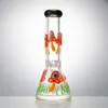 Bong in vetro Straight Perc Mushroom Pattern Oil Dab Rigs Glow in The Dark Beaker Bong 18mm Female Joint Narghilè con ciotola Tubi d'acqua downstem diffusi