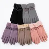 Frauen Winter Handschuhe Einfarbig Wasserdichte Weibliche Elegante Bogen-knoten Fäustlinge Damen Hohe Qualität Guantes1