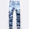 Men jeans clássicos jeans Casual Stretch Hip-Hop Blue Stretch Cotton Straight Slim Fit