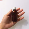Partihandel 30ml Amber Glass Flaskor med läckage bestämt stoppkeps flytande burkar Essentiell oljekåpa 24PC / Lothigh QualTity