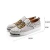 2023 spring and summer new real Python skin men's shoes flat bottom fashion trend embroidered British style leisure sports Doudou shoes