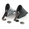 Kawaii feutre petits portefeuilles hommes femmes sac à main de luxe fermeture éclair créatif stéréoscopique Triangle porte-monnaie portefeuille