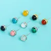 Earrings for Women 925 Silver Natural Stone Gold Stud Earring Pink Quartz Tiger Eye Crystal Moonstone Topaz Fine Jewelry