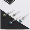 Punctured punk stainless steel stud earrings Opal bullet studs ear rings women mens fashion jewelry gift will and sandy