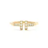 Double T Ladies S925 Srebrna biżuteria z bocznymi kamieniami Pierścień, Rose Gold Multicolor, hurtowa z Chin9285920