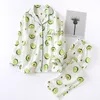Korea Fresh Maple Leaf Pyjama Sets Frauen 100% Gaze Baumwolle Langarm Casual Nachtwäsche Frauen Pyjamas Sommer heißer Verkauf 201027