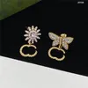 Chique Crystal Brief Hanger Oorbellen Charm Sun Butterfly Diamond Eardrops Designer Dames Rhinestone Studs met Geschenkdoos
