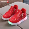 Größe 21-30 Kinder LED Leuchtende Schuhe Leuchtende Turnschuhe für Mädchen Kinder Turnschuhe mit leuchtender Sohle Baby Glühende Freizeitschuhe LJ201203