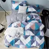 Bomullsängar uppsättning 4st med duvet täckt lakan kudde Barn Stripe sängkläder Set King Queen Full Twin Size LJ200818