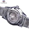 ForSining Diamond Montre Design Silver Rostfri Automatisk Dragon Display Men Homme Luxury Watches Wrist Brand Classic Top Steel H307Q