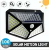 100 LED Solar Lights LED Outdoor Waterproof Motion Sensor Solar Wall Light For Garden Four Modes Adjustable Solar Lamps 4 sided 270°