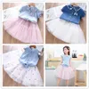 Kids Clothes Suits Girl Clothing Summer Infantis Baby sets Demin Tshirt Tutu Skirt 2 Piece Outfits chlidren Sport Suits Birthday5540428