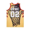 The Movie Film Basketball Above the Rim 02 PAC Jersey HipHop Team Color Yellow All Stitched For Sport Fans Breathable Pure Cotton Uniform Excellent Quality On Sale