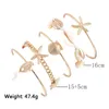 5 Pcs/set Women Fashion Bracelets Gold Starfish Shell Pearl Chain Bracelet Set Bohemian Classic Beach Party Jewelry Accessories