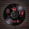 Rockgitarr Vinylalbum Re-Purposed Record Wall Clock Rock N Roll Musik Rumsinredning Vintage Retro Musikinstrument Inspirerad Gåva H1230