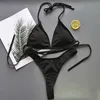 Braziliaanse meisjes zwemmen pakken bikini kleine beker + hoge gesneden stijl strand biquini effen zwart / wit micro zwempakken string bikinis lj200825