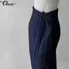 Celmia kvinnor vintage linne breda benbyxor 2019 sommar kvinnliga bottnar avslappnad lös harem byxfickor lång pantalon plus storlek 5xl T200319
