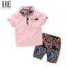 Er Hallo Genießen Kinder Jungen Kleidung Junge Sommer Kleidung Sets Kurzarm Print Tops Hemd + Blume Shorts Anzüge Kinder Kleidung LJ200916