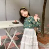 Estilo rural crianças floral impresso camisa meninas boneca lapela manga puff blusa 2022 primavera crianças allmatching princesa topos q48831913267274