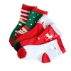 Högkvalitativ Kid Christmas Sock Santa Claus Xmas Tree Elk Print Baby Socks Höst Vinter Mjuk andningsbar Varm Bomull Barnstrumpor WVT1225