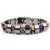 New Dign Hematite Black Obsidian Tiger Eye Stone Bracelet Double Layer Magnetic Black Gallstone Elastic Yoga Lave Bracelets