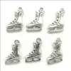 En gros Lot Rétro Antique Argent Bottes De Patinage Sur Glace En Alliage De Zinc Charmes Pendentifs pour La Fabrication De Bijoux DIY Porte-clés Pendentif 17x13mm