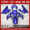 Kit corpo OEM per YAMAHA YZF-1000 YZF-R1 YZF 1000 CC R 1 1998 1999 2000 2001 Carrozzeria 82No.115 YZF R1 1000CC 98-01 YZF1000 YZFR1 98 99 00 01 Carenatura moto Blu bianco nuovo