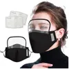 Masque facial lavable amovible 2 en 1, lunettes de sécurité pour les yeux, masque facial à valve pour adultes et enfants avec 2 filtres, masques de protection anti-poussière