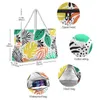 Shopping Bags Fashion Folding Women Big Size Handbag Tote Ladies Tropical Plants Printing Nylon Graffiti Shoulder Bag Beach Bolsa Feminina 220310