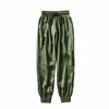 Summer Satin Cargo Pants Women Europe Loose Casual Sport Women Joggers Streetwear Cargo Pants