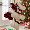 16,5 inch huisdier hond bot poot kerstsok ornamenten jute buffel geruite kerstboom geschenkzakken hangende open haard kerstversiering voor familie vakantiefeest