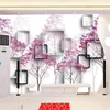 Personalizza Moderno Minimalista Albero 3D TV Sfondo Muro Personalizzato Grande Murale Panno di Seta Verde Carta Da Parati Papel De Parede Para Quarto1