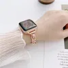 المرأة Leadhe Correa for Apple Watch Stands Series 6 5 4 3 2 1 الفاخرة الفولاذ المقاوم للصدأ حزام ل iwatch 44 ملليمتر 40 ملليمتر 42 ملليمتر 38mm سوار