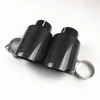 A pair Glossy Carbon + Black Stainless Steel Universal Muffler Akrapovic Exhaust End Tips Auto Car Cover Styling