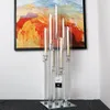 For Led candle)Table decoration centerpieces 9 arm taper candleholder tall clear acrylic crystal base tubes wedding candelabra sale used senyu638