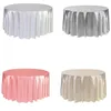 10pcs nappe ronde mariage blanc couleur unie pour la couverture de table de fête d'anniversaire ronde satin nappe superposition décor à la maison T200707