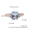 925 Sterling Silver Wedding Rings Gemstone Blue Topaz Rose Gold Plated For Women Luxury Elegant Fine Jewelry Unusual Accessories 220210