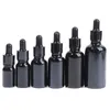 Black Glass Dropper Bottle Jars Vials With Pipette For Cosmetic Perfume Essence Essential Oil Bottles Travel