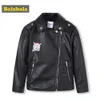 Balabala Kids Girls PU Leather Biker Jacket Toddler Girl Moto Jacket Children Kids Jacket Winter Coat Outwear Clothes Clothing LJ201120