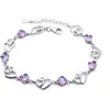 925 Sterling Sier Bracelet Double Purple Heart Bangle Bracelet