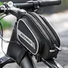 Rockbros (Yerel Teslimat) Telefon Çantaları Açık Ön Çerçeve Yansıtıcı Şerit Kılıfı Bisiklet MTB Üst Tüp Büyük Kapasiteli Çanta Bisiklet Aksesuarları