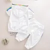 Ny mode sommar barn pojke tjejer kläder sportkläder kortärmad färgglada dragkedja hooded kläder set för baby barn outfit set