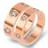 6mm hete verkoop titanium rvs liefde ringen voor vrouwen mannen sieraden paren kubieke zirconia trouwringen logo bague femme
